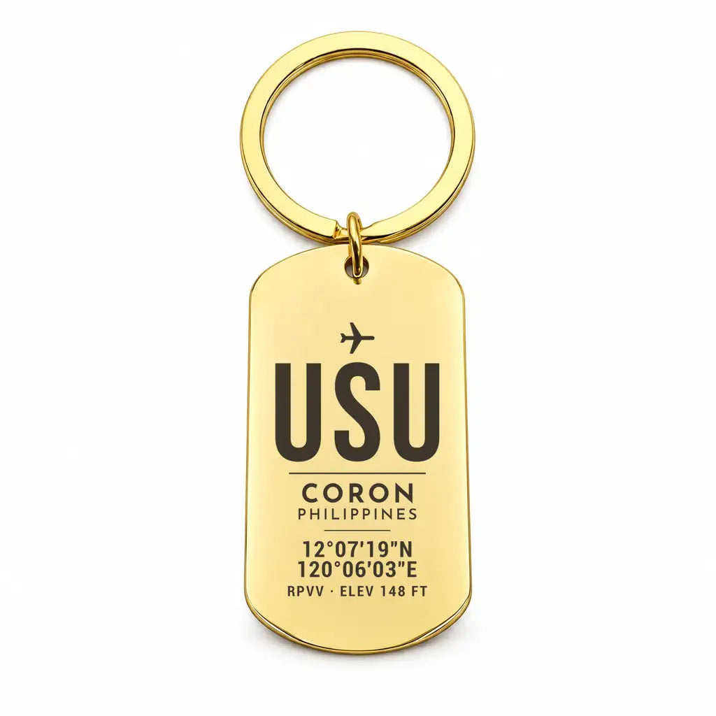 Busuanga Airport USU - Key Chain - Original Design - Gold