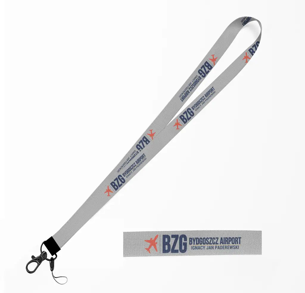 Bydgoszcz Ignacy Jan Paderewski Airport (BZG) lanyard - light gray