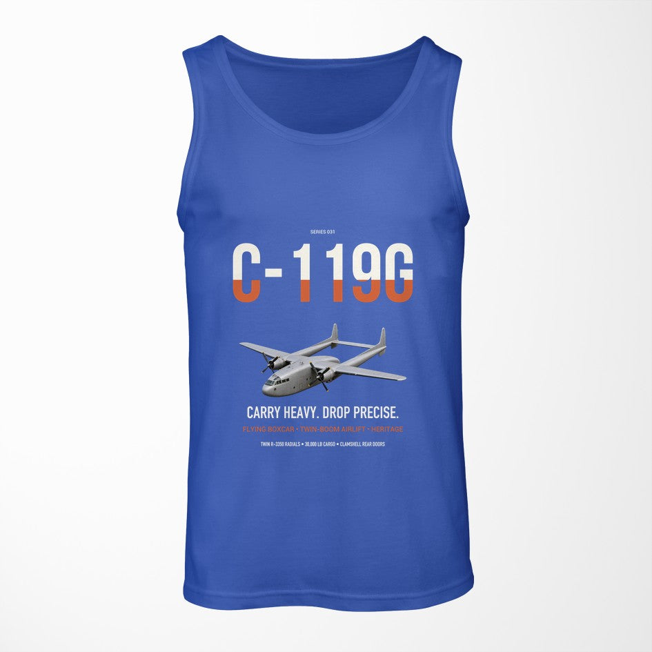 C-119G Flying Boxcar design on blue tank top