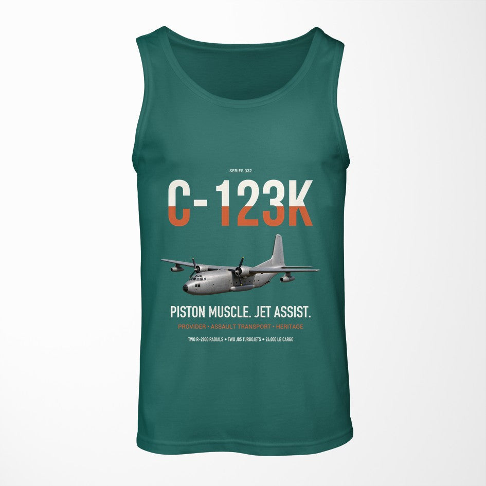 C-123K Provider design on green tank top
