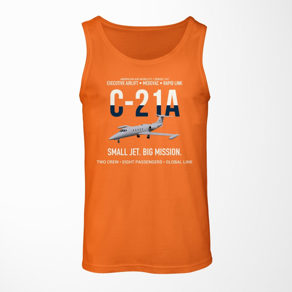 C-21A Learjet Small Jet Big Mission design on orange tank top