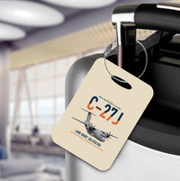 Thumbnail for C-27J Spartan design on beige acrylic luggage tags, double-side print