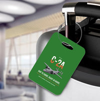 Thumbnail for C-2A Greyhound design on green acrylic luggage tags, double-side print
