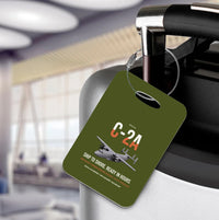 Thumbnail for C-2A Greyhound design on green army acrylic luggage tags, double-side print