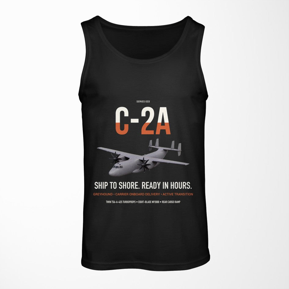 C-2A Greyhound design on black tank top
