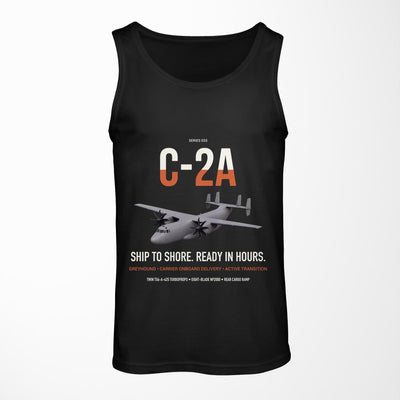 C-2A Greyhound design on black tank top