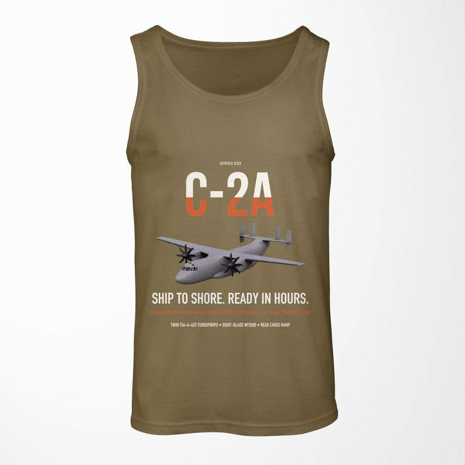 C-2A Greyhound design on green army tank top
