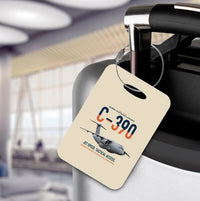 Thumbnail for C-390 Millennium design on beige acrylic luggage tags, double-side print