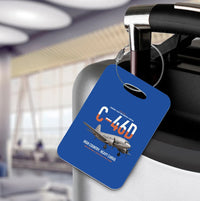 Thumbnail for C-46D Commando design on blue acrylic luggage tags, double-side print