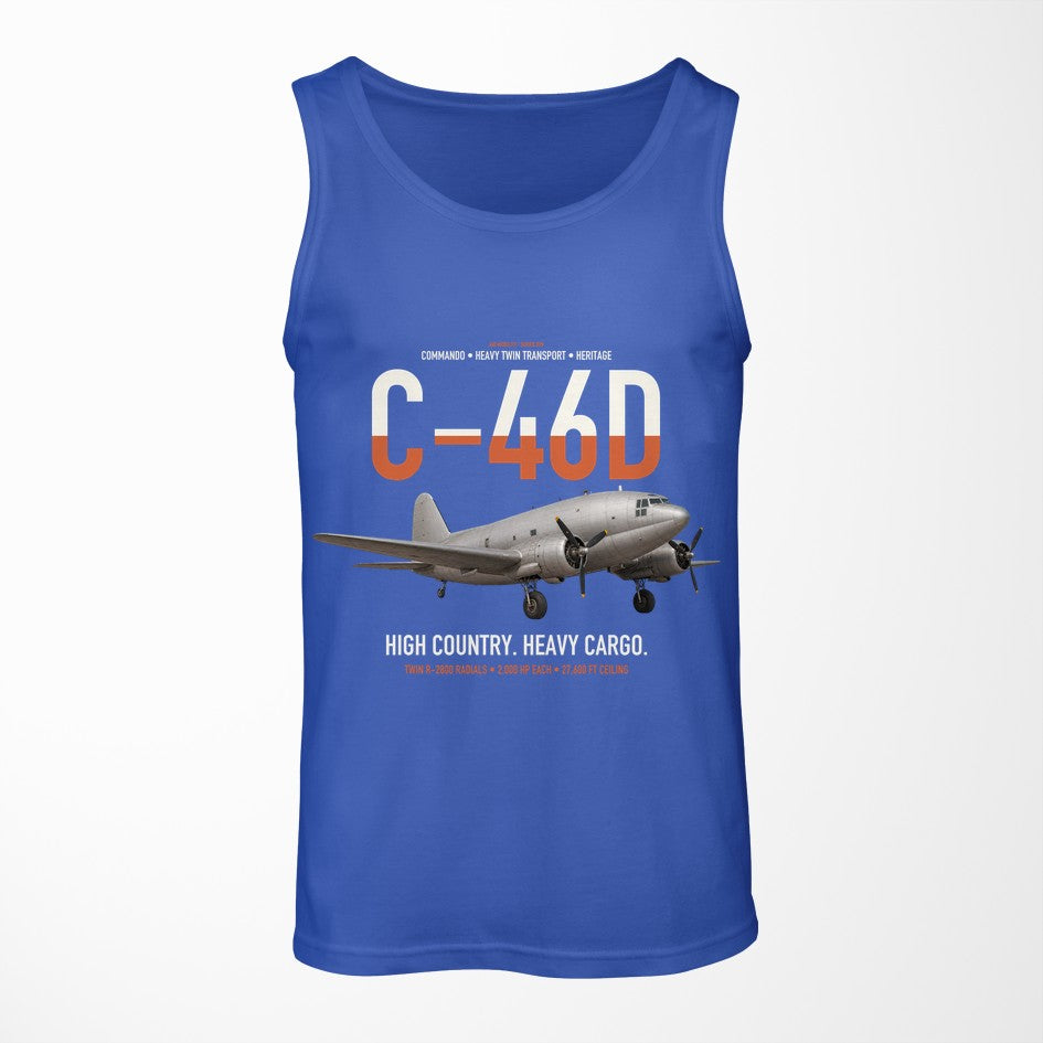 C-46D Commando design on blue tank top