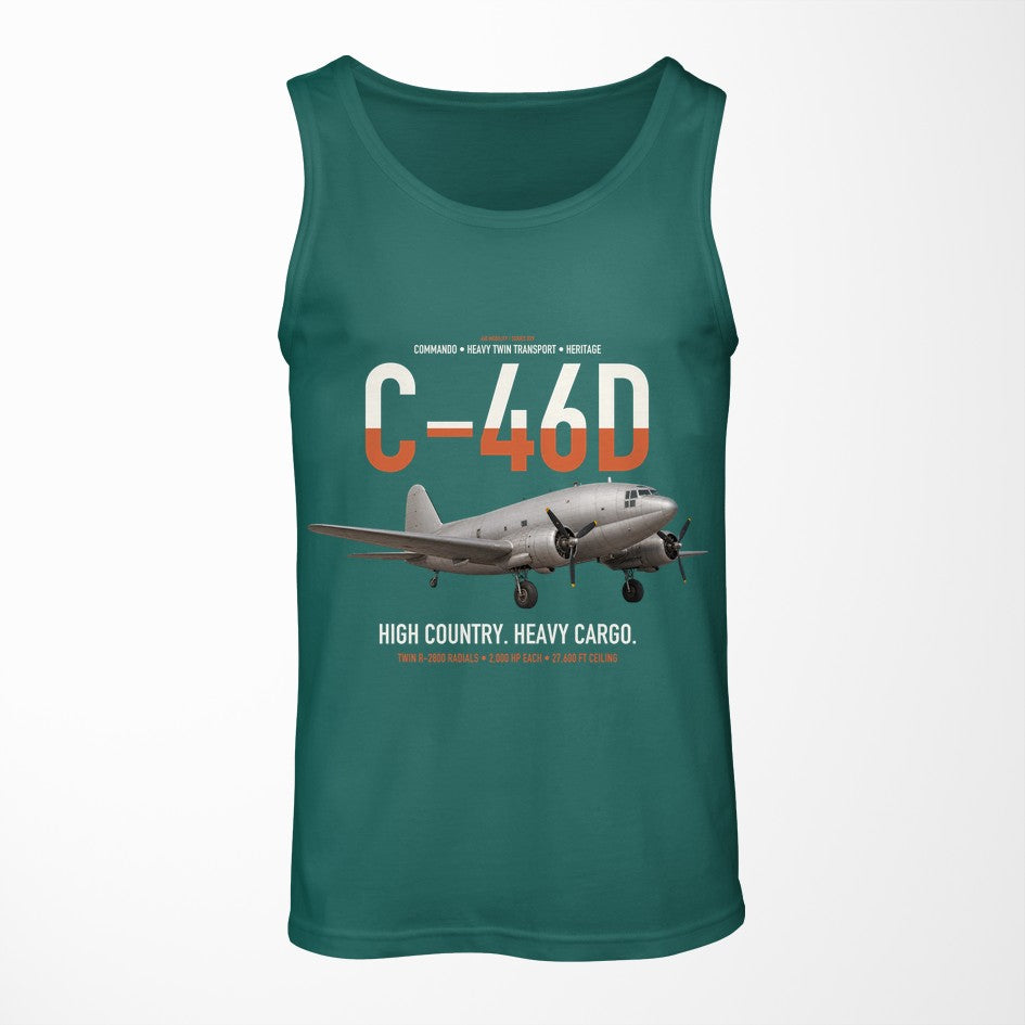 C-46D Commando design on green tank top