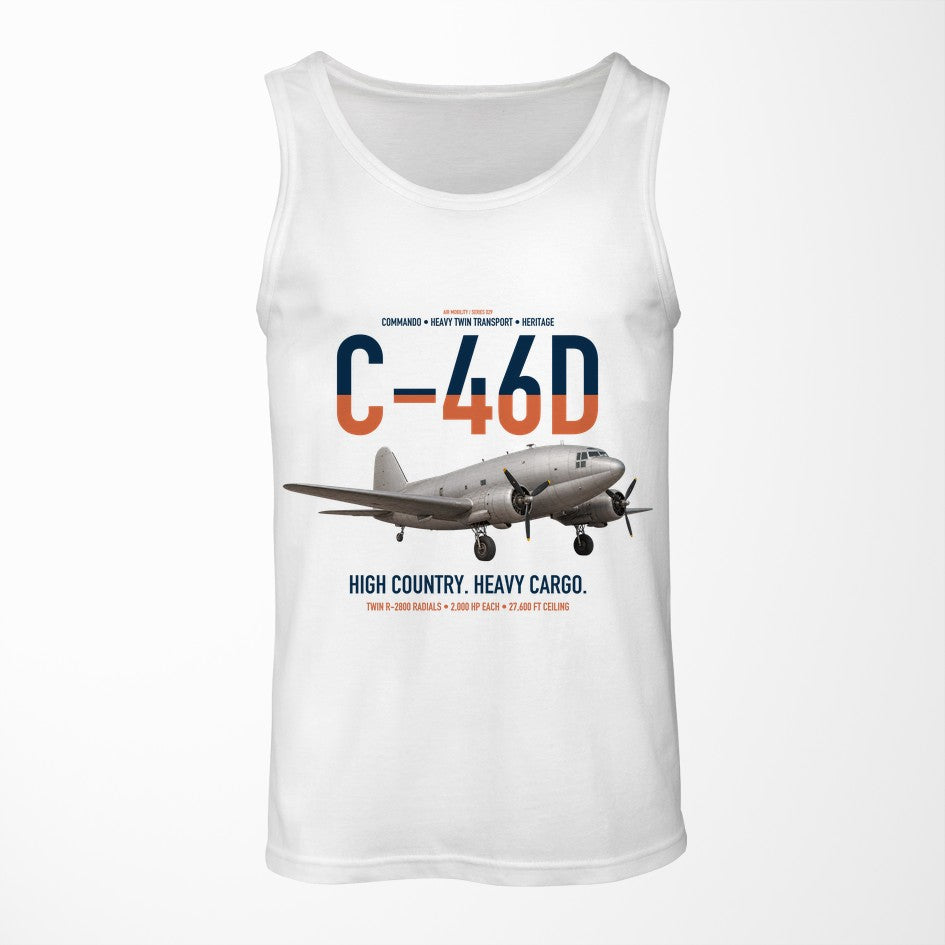 C-46D Commando design on white tank top
