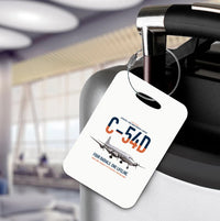 Thumbnail for C-54D Skymaster design on white acrylic luggage tags, double-side print