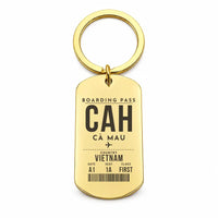 Thumbnail for Cà Mau Airport CAH - Key Chain - Boarding Pass Style - Gold