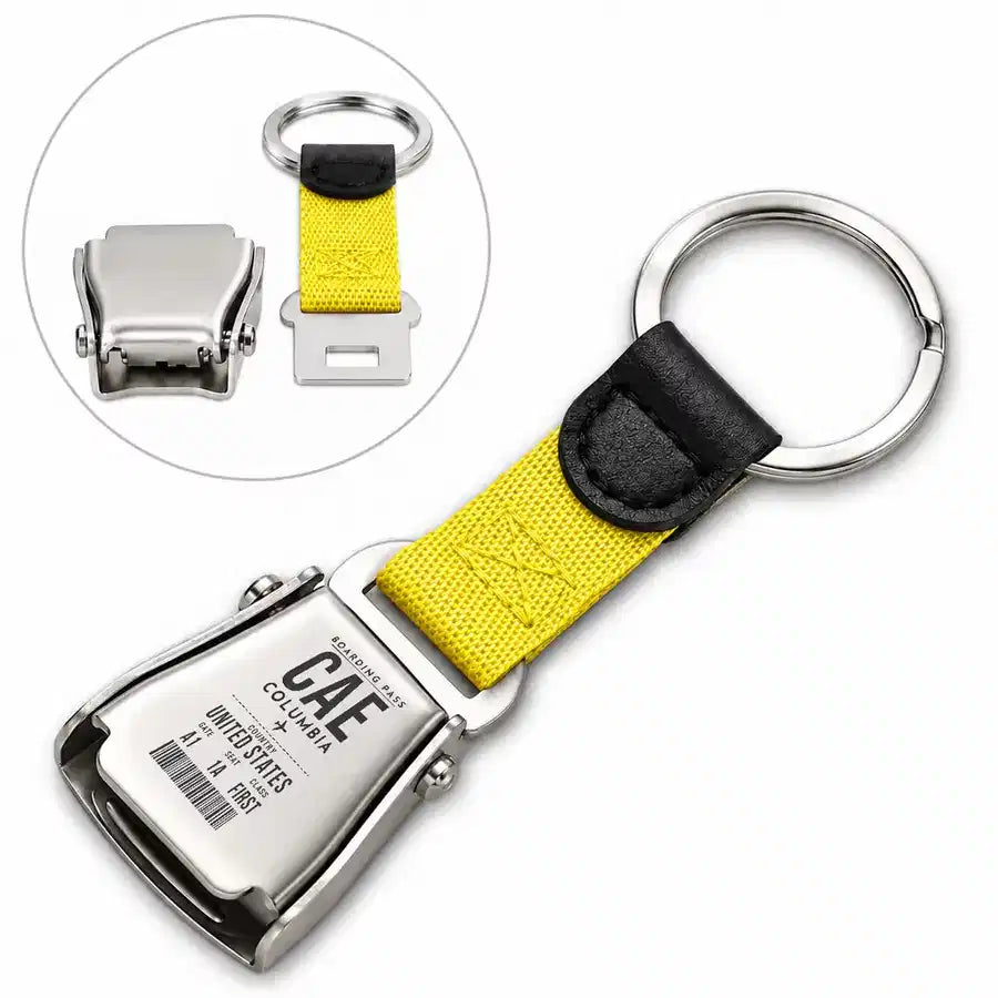 CAE - Seat Belt Key Chain - Boarding Pass Style - Yellow
