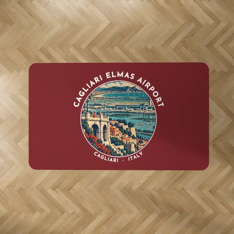 Cagliari Elmas Airport (CAG) Carpets - Carpet Rectangle - Badge - Dark Red V2