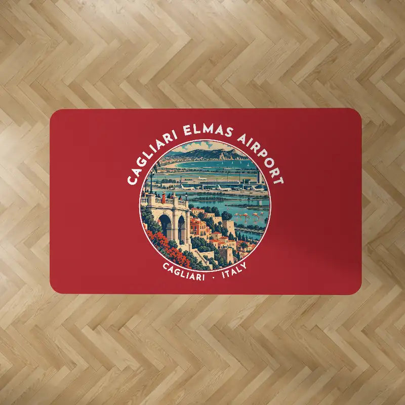Cagliari Elmas Airport (CAG) Carpets - Carpet Rectangle - Badge - Red V2
