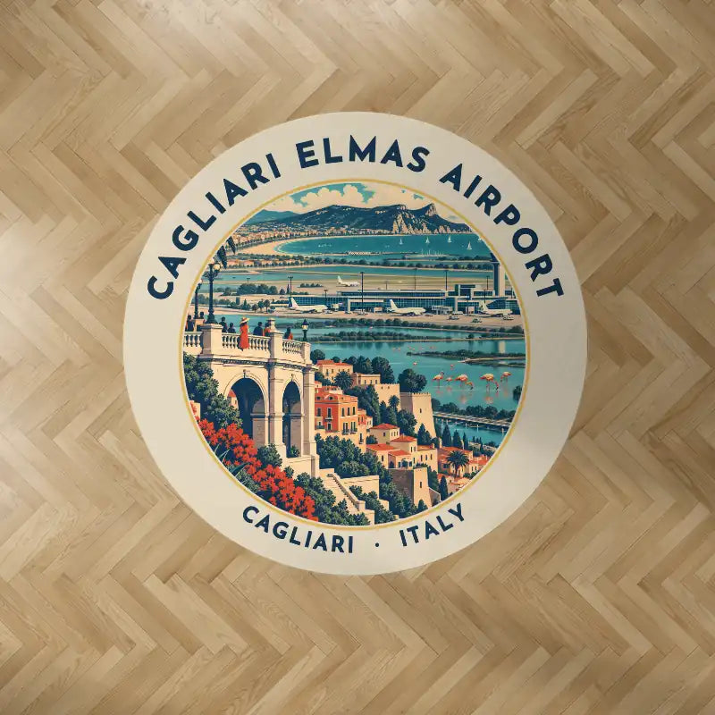 Cagliari Elmas Airport (CAG) Carpets - Carpet Round - Badge - Beige V2