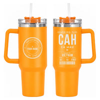 Thumbnail for Cà Mau Airport (CAH) Stainless Steel Mugs - Boarding Pass + Custom Back - 40oz Car Mug - Orange