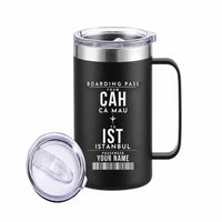 Thumbnail for Cà Mau Airport (CAH) Stainless Steel Mugs - Customizable Boarding Pass - Stainless Steel Mug - 24 oz / 700ML - Black
