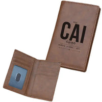 Thumbnail for Cairo International Airport (CAI) Leather Wallets - Card Holder Wallet - Dark - Tag