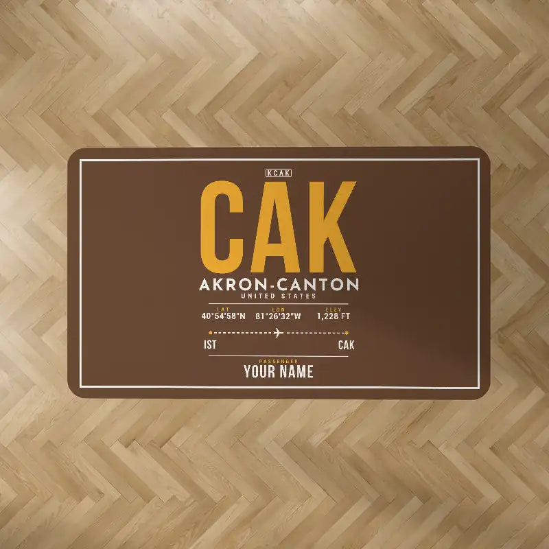 Akron-Canton Airport (CAK) Carpets - Carpet Rectangle - ID Tag + Name - Brown V2