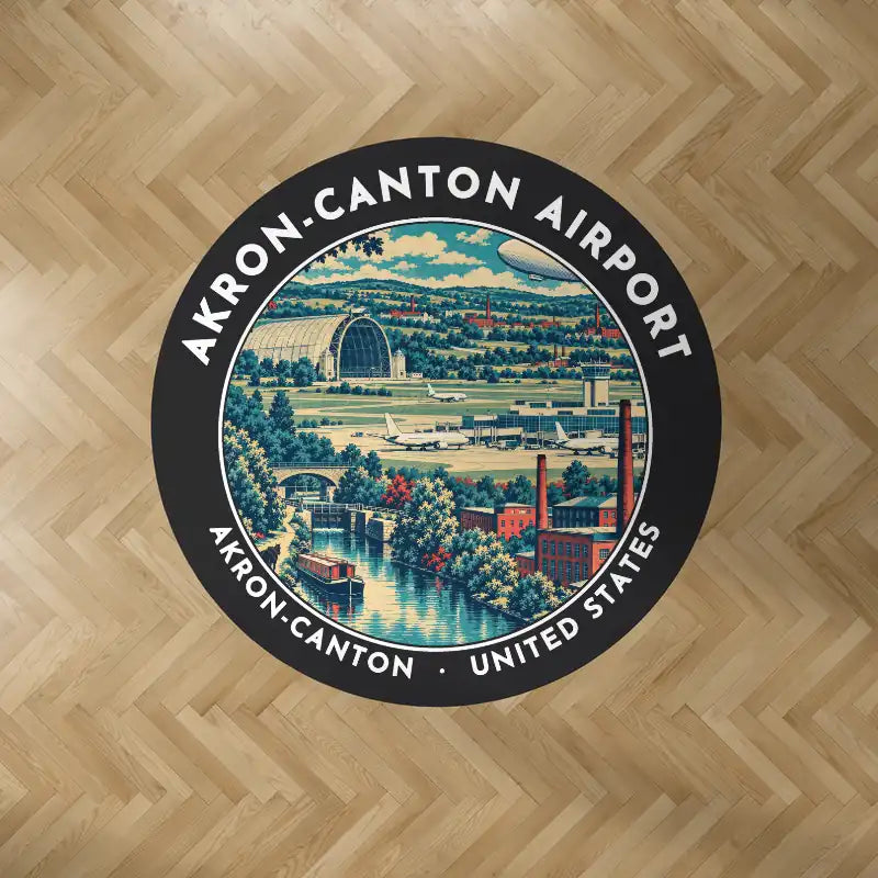 Akron-Canton Airport (CAK) Carpets - Carpet Round - Badge - Black V2