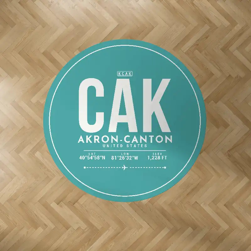Akron-Canton Airport (CAK) Carpets - Carpet Round - ID Tag - Turquoise