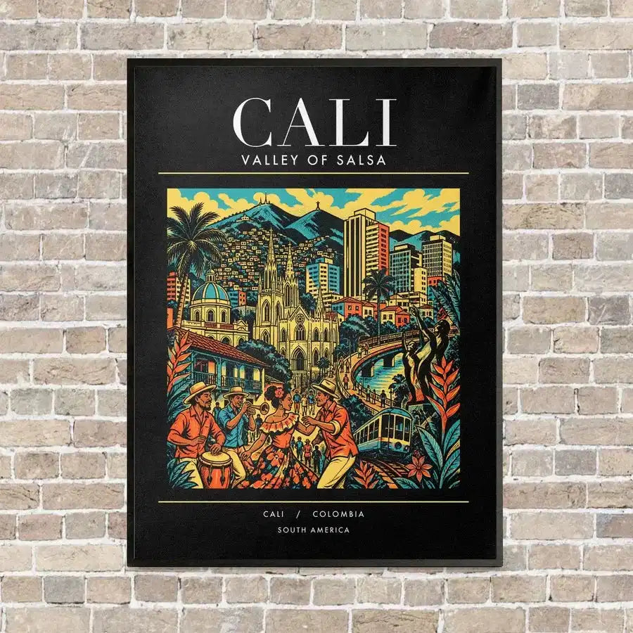 CALI - Poster - Canvas Framed - Black