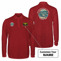 Thumbnail for Guangzhou Baiyun International Airport (CAN) Premium Polo T-Shirts - Badge + Name - Long Sleeve - Dark Red