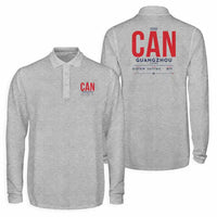 Thumbnail for Guangzhou Baiyun International Airport (CAN) Premium Polo T-Shirts - Tag - Long Sleeve - Gray