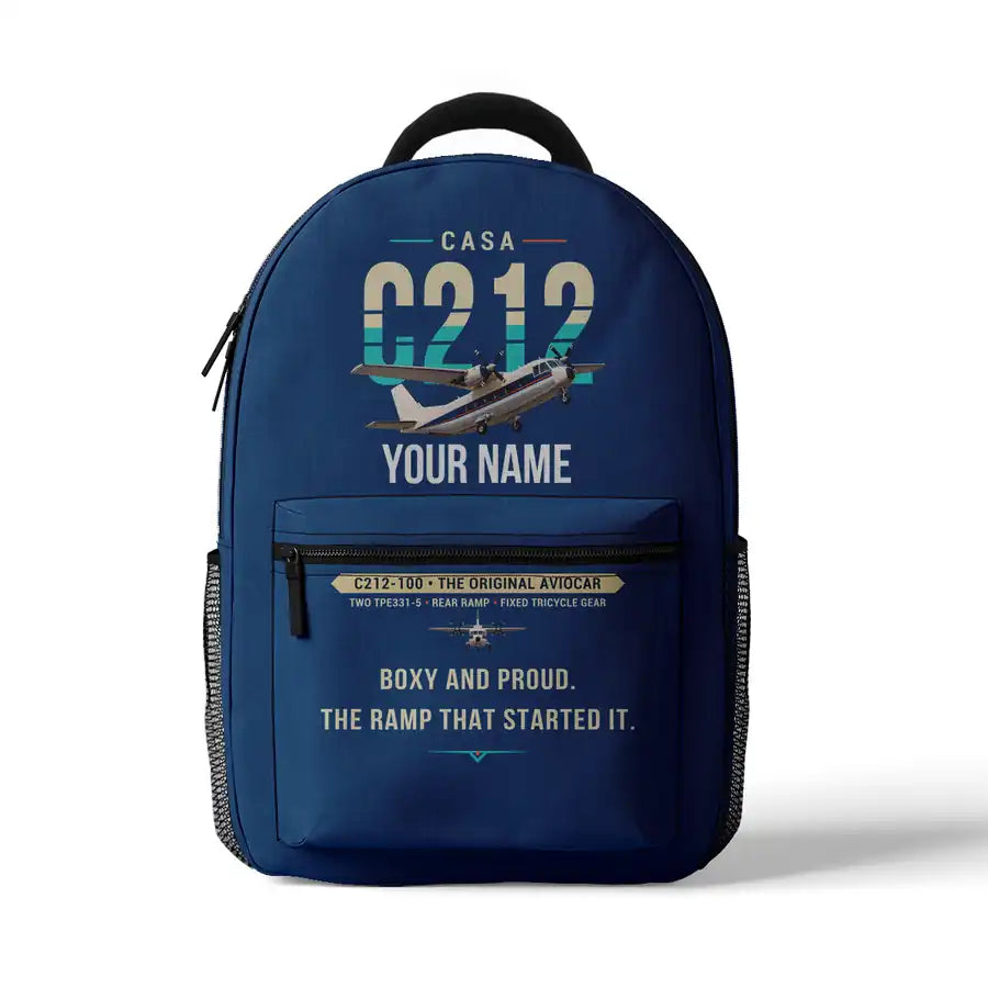 CASA C-212-100 Aviocar - 3D Backpack - Original + Name - Blue