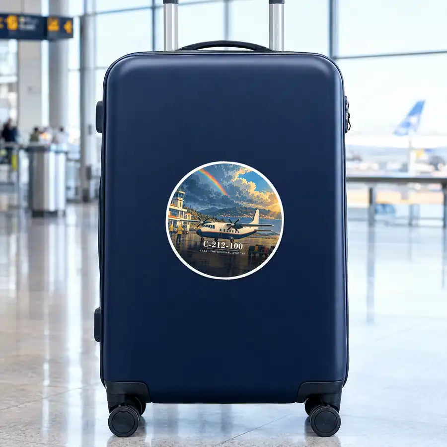 CASA C-212-100 Aviocar - 3D - Circle Sticker - Suitcase