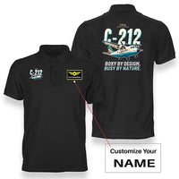Thumbnail for CASA C-212-100 Aviocar - Cartoon - Double-Side Polo - Black + Name