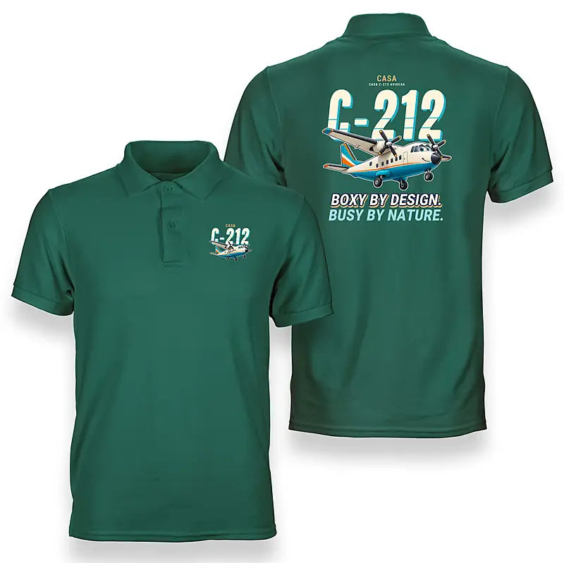 CASA C-212-100 Aviocar - Cartoon - Double-Side Polo - Green