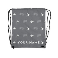 Thumbnail for CASA C-212-100 Aviocar - Drawstring Bag - 3D Pattern + Name - Gray