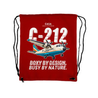 Thumbnail for CASA C-212-100 Aviocar - Drawstring Bag - Cartoon - Red