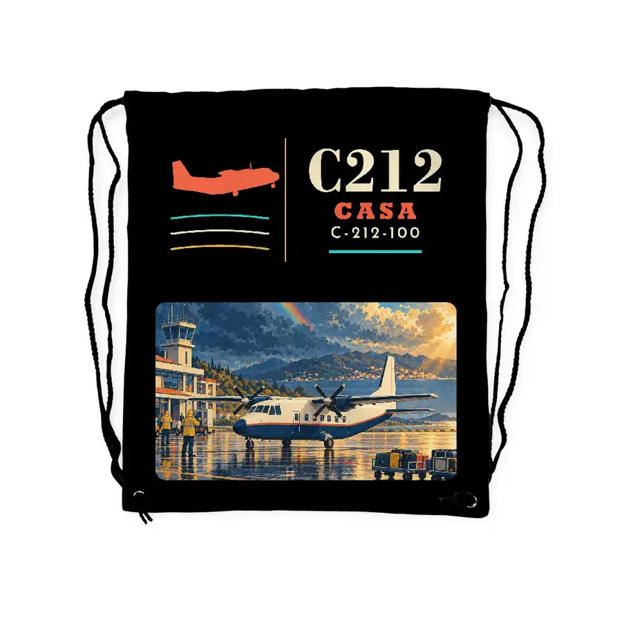 CASA C-212-100 Aviocar - Drawstring Bag - Classic - Black
