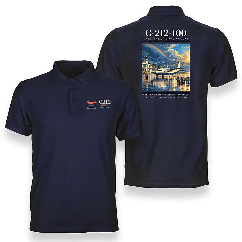 CASA C-212-100 Aviocar - Poster - Double-Side Polo - Navy Blue