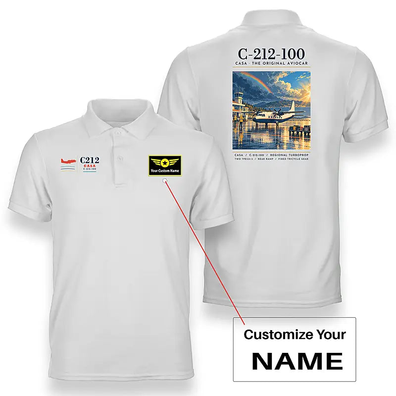 CASA C-212-100 Aviocar - Poster - Double-Side Polo - White + Name