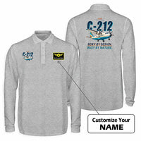 Thumbnail for CASA C-212-100 Aviocar Premium Polo T-Shirts - Cartoon + Name - Long Sleeve - Gray