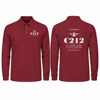Thumbnail for CASA C-212-100 Aviocar Premium Polo T-Shirts - Heritage - Long Sleeve - Dark Red