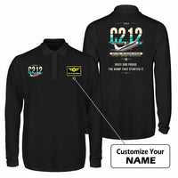 Thumbnail for CASA C-212-100 Aviocar Premium Polo T-Shirts - Original + Name - Long Sleeve - Black