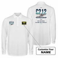 Thumbnail for CASA C-212-100 Aviocar Premium Polo T-Shirts - Original + Name - Long Sleeve - White