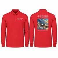 Thumbnail for CASA C-212-100 Aviocar Premium Polo T-Shirts - Poster - Long Sleeve - Red