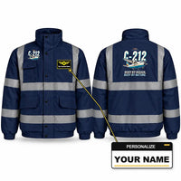 Thumbnail for CASA C-212-100 Aviocar Reflective Winter Jackets - Cartoon + Name - Navy Blue