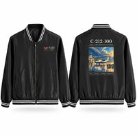 Thumbnail for CASA C-212-100 Aviocar Stylish Jackets - Baseball Collar - Poster - Black
