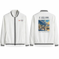 Thumbnail for CASA C-212-100 Aviocar Stylish Jackets - Baseball Collar - Poster - White