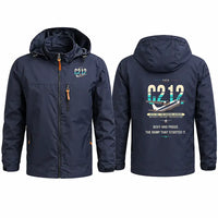 Thumbnail for CASA C-212-100 Aviocar Stylish Jackets - Hooded Windbreaker - Original - Navy Blue