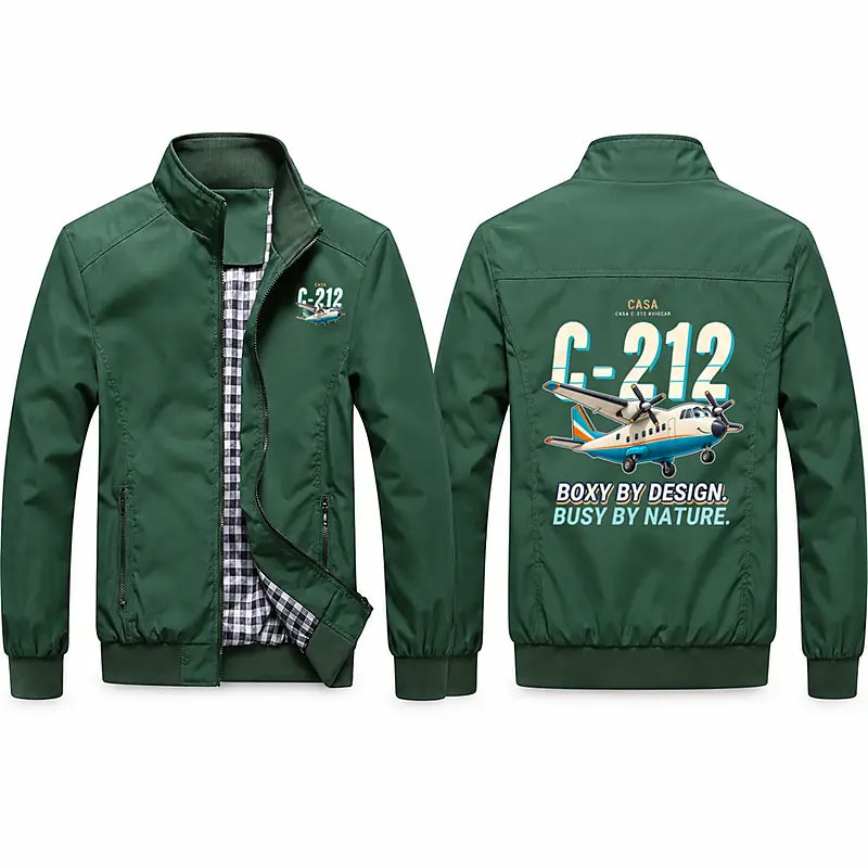 CASA C-212-100 Aviocar Stylish Jackets - Stand Collar - Cartoon - Green